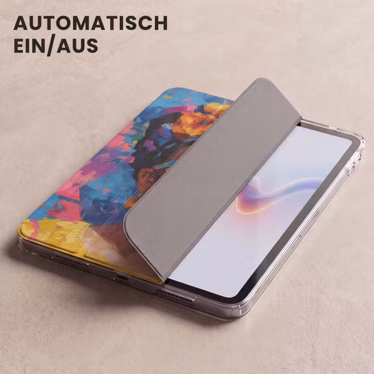 iPad-Hülle - Fröhliches Porträt - Frau - Blumenkranz — 5