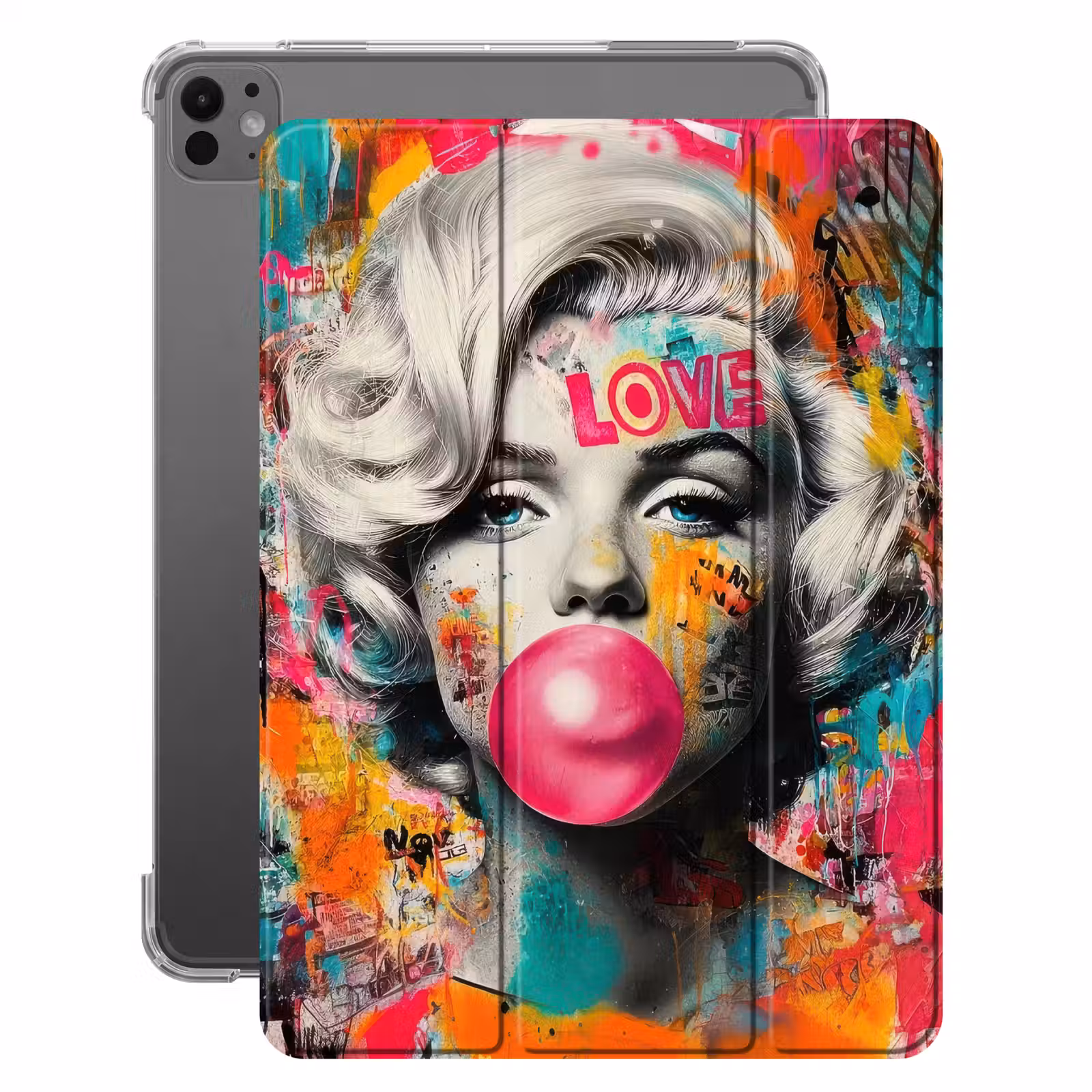 iPad-Hülle - Frau - Kaugummi - Graffiti - Neonfarben — 1
