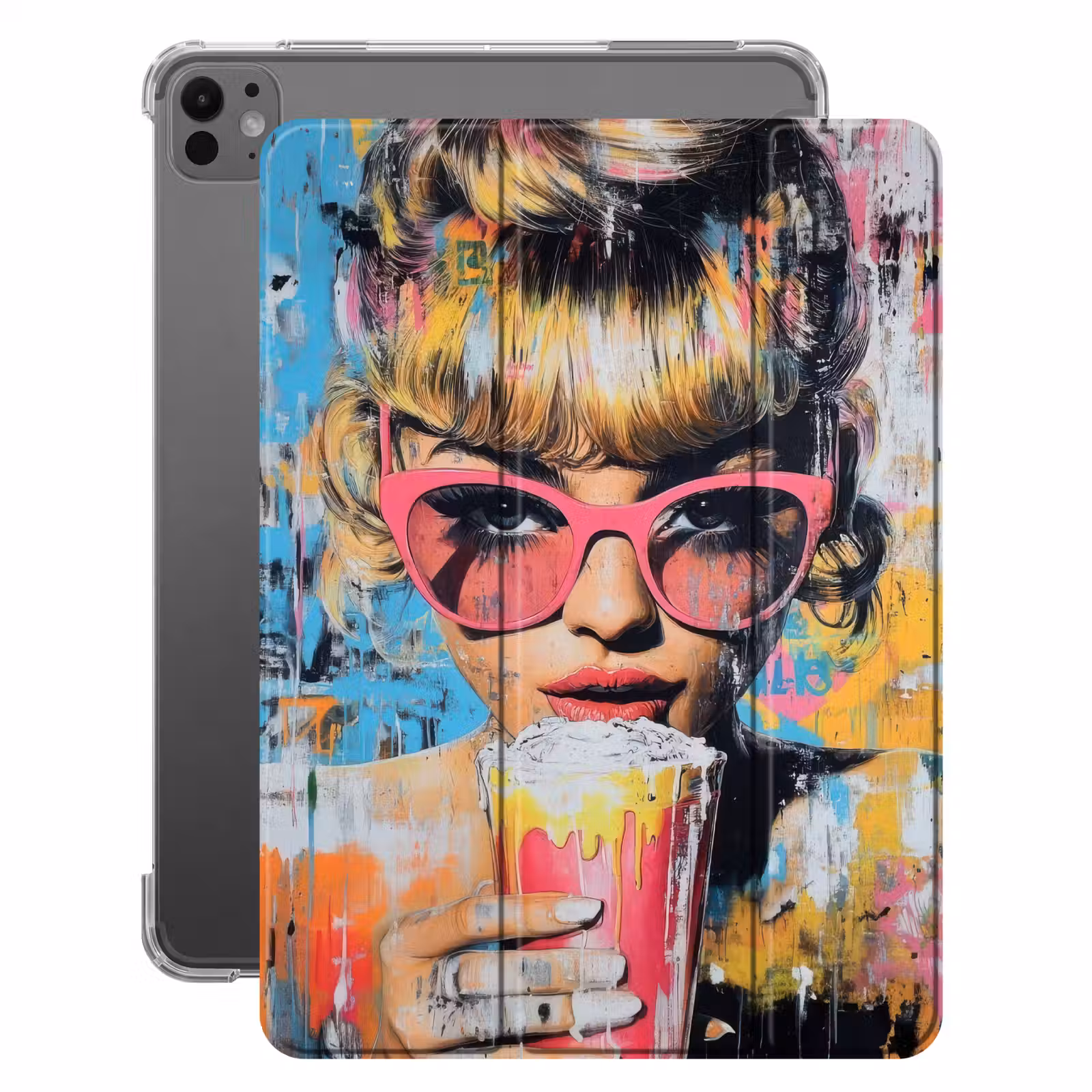 iPad-Hülle - Sonnenbrille - Frau - Bunt - Farbspritzer — 1