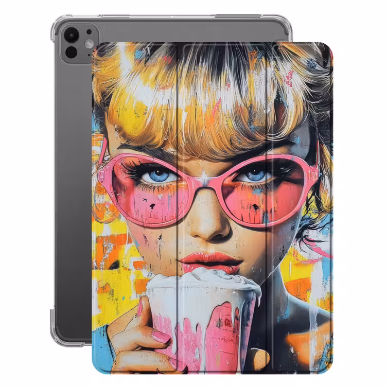 iPad-Hülle - Ausdrucksstark - Milchshake - Frau - Leuchtende Farben — 1