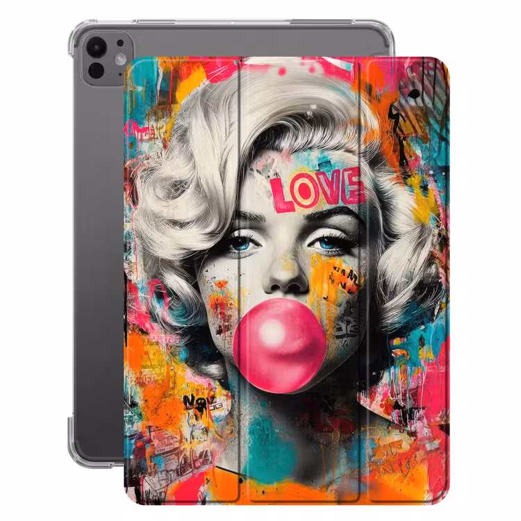 iPad-Hülle - Frau - Kaugummi - Graffiti - Neonfarben — 1
