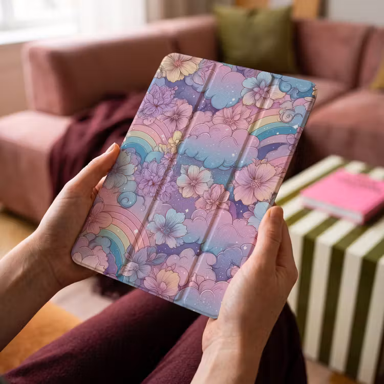 iPad-Hülle - Regenbögen - Blumen - Farbenfroh - Wolken — 4