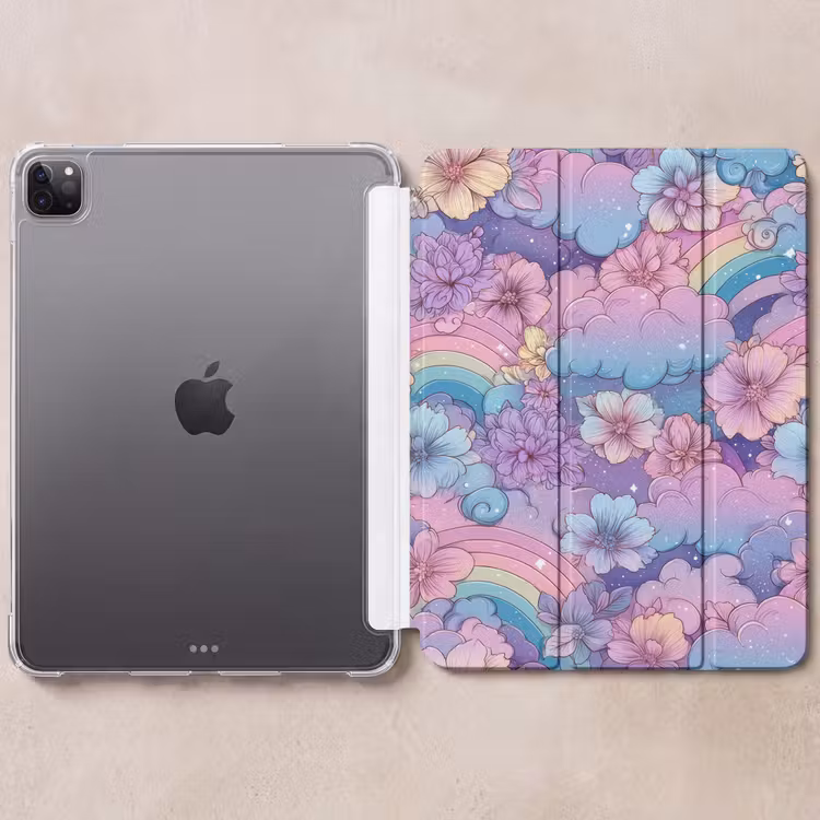 iPad-Hülle - Regenbögen - Blumen - Farbenfroh - Wolken — 6