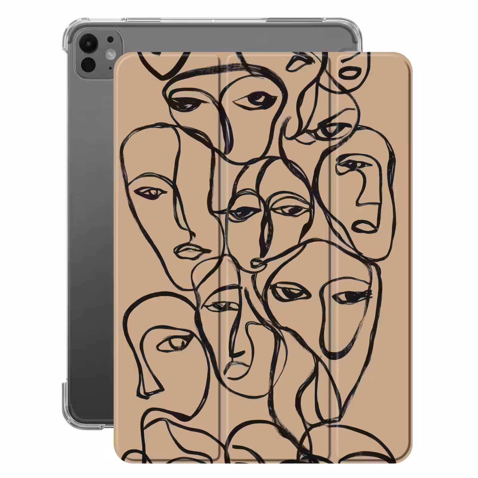 iPad-Hülle - Meer von Gesichtern - Strichzeichnung - Abstrakt — 1