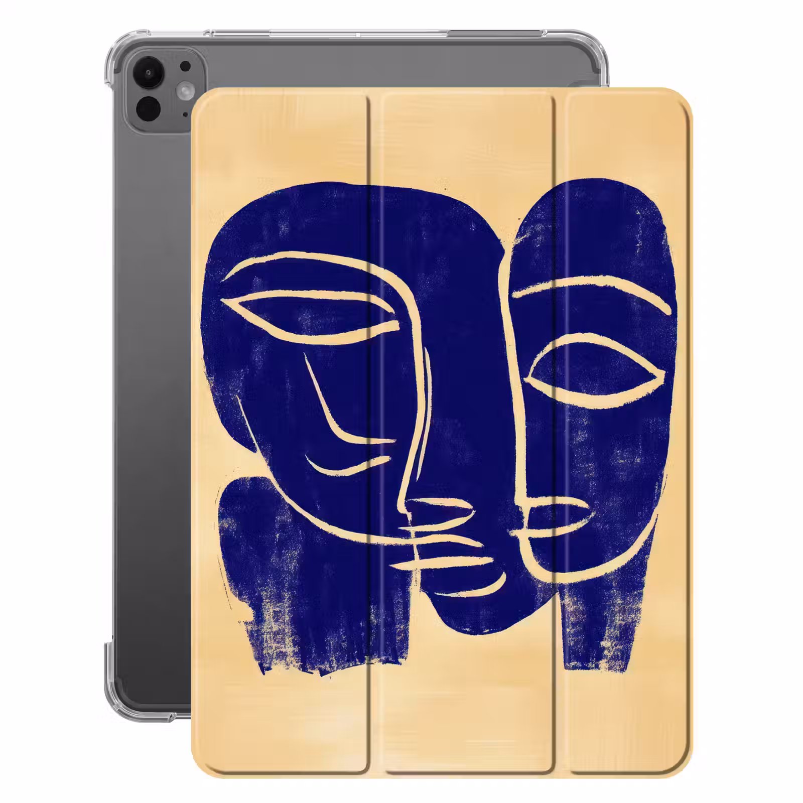 iPad-Hülle - Ockergelb - Blau - Einfache Linien — 1