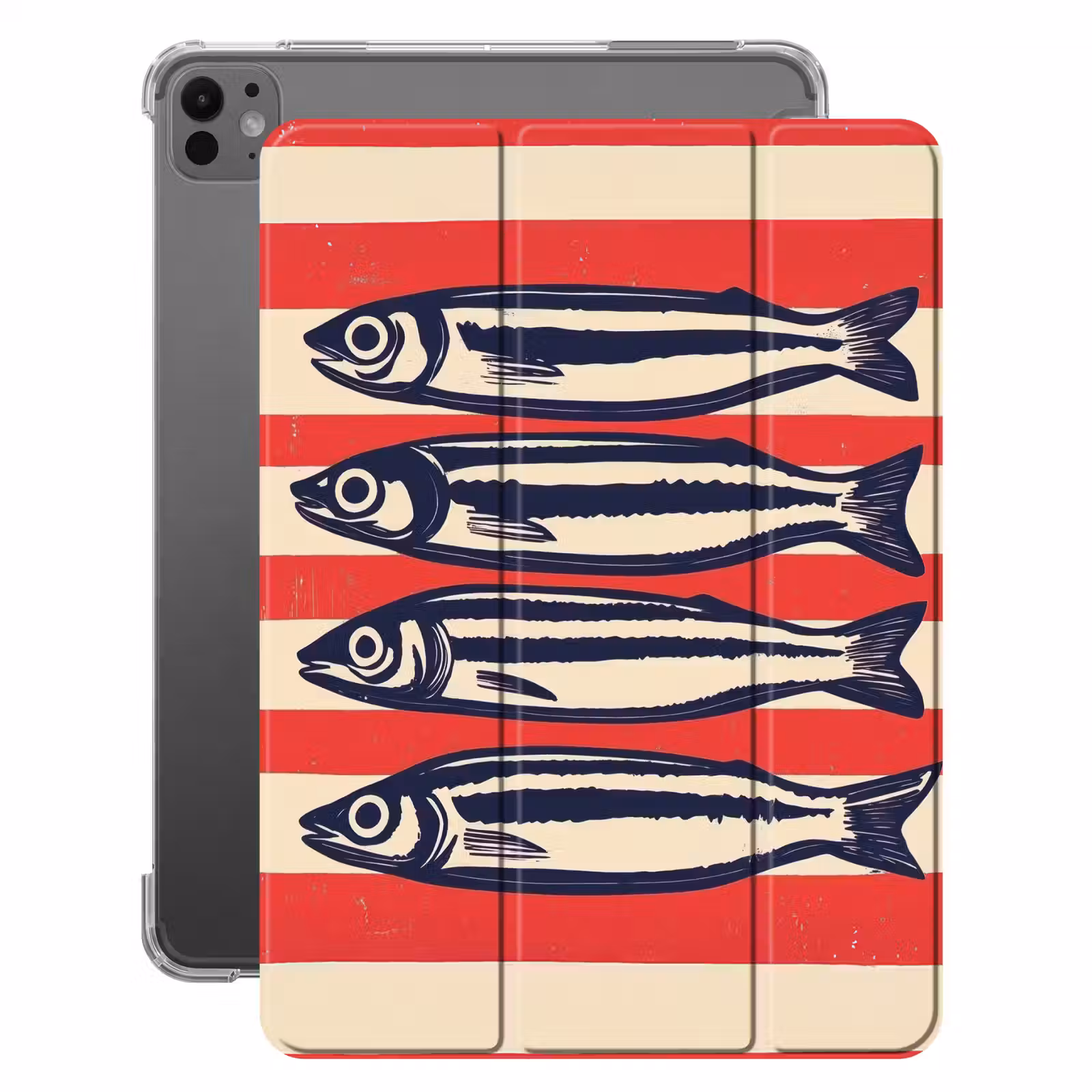iPad-Hülle - Sardinen - Rot und beige gestreift — 1