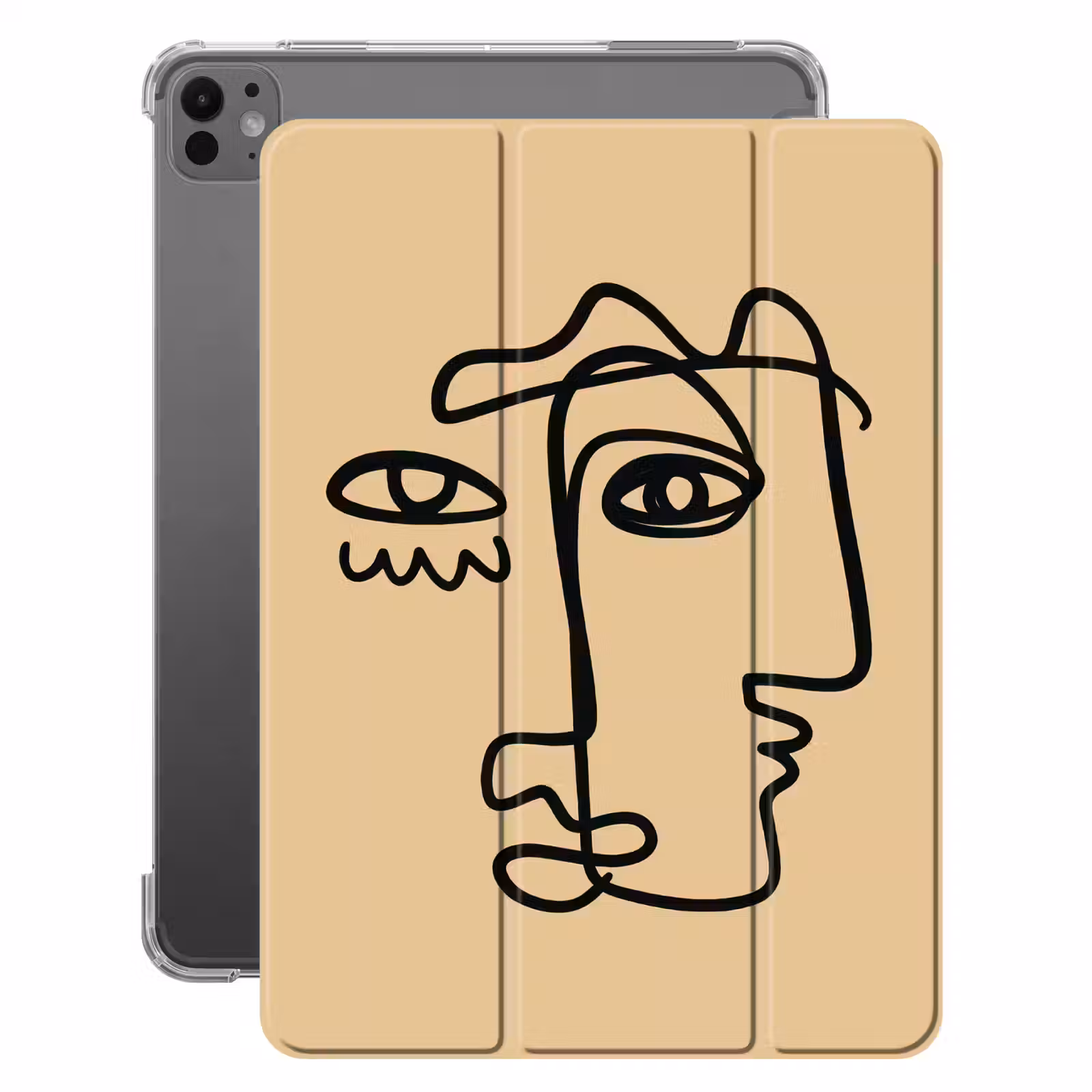 iPad-Hülle - Überlappende Profile - Hellbraun - Schwarz — 1