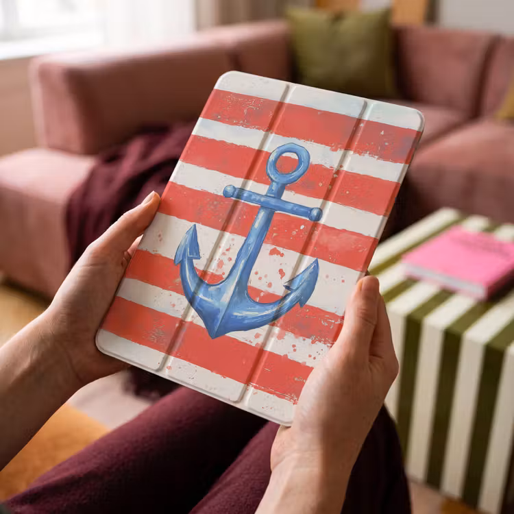 iPad-Hülle - Anker - Farbspritzer - Rot - Blau — 4