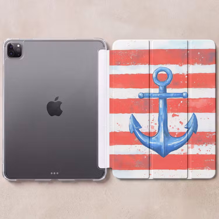 iPad-Hülle - Anker - Farbspritzer - Rot - Blau — 6
