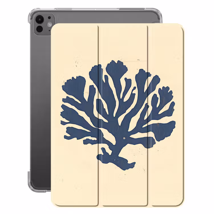 iPad-Hülle - Blaue Koralle - Zweige - Beige — 1