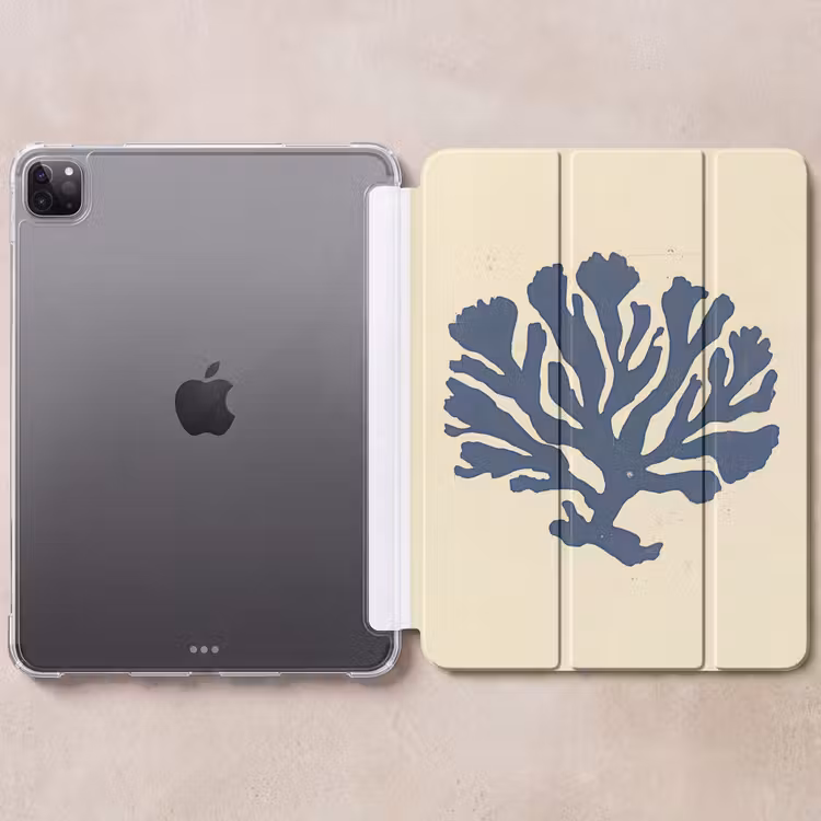 iPad-Hülle - Blaue Koralle - Zweige - Beige — 6
