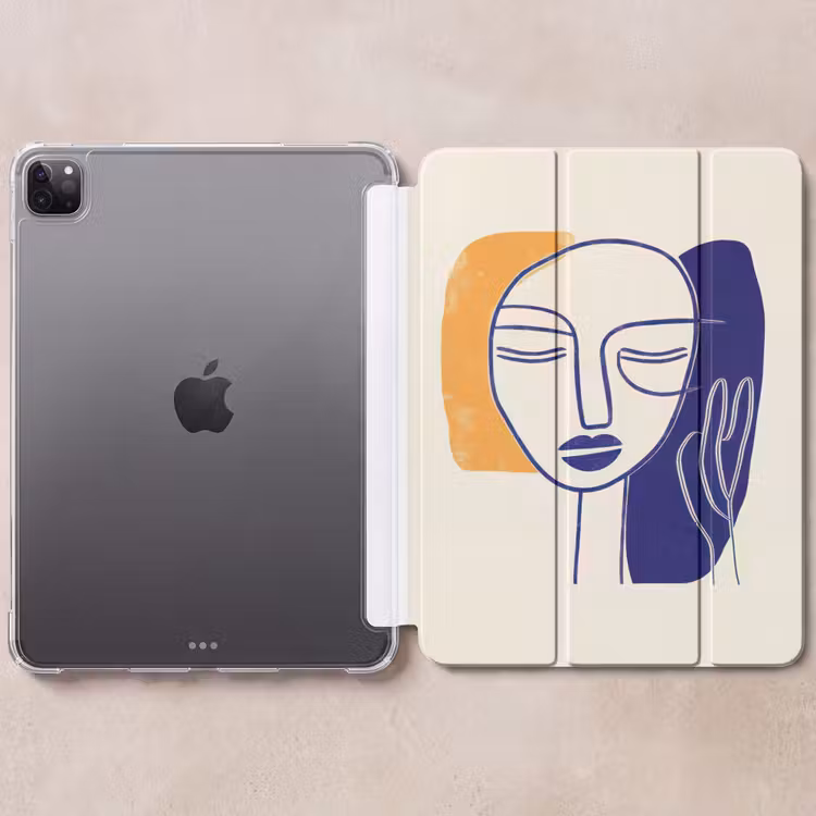 iPad-Hülle - Minimalistisch - Gesicht - Hand - Orange - Blau — 6