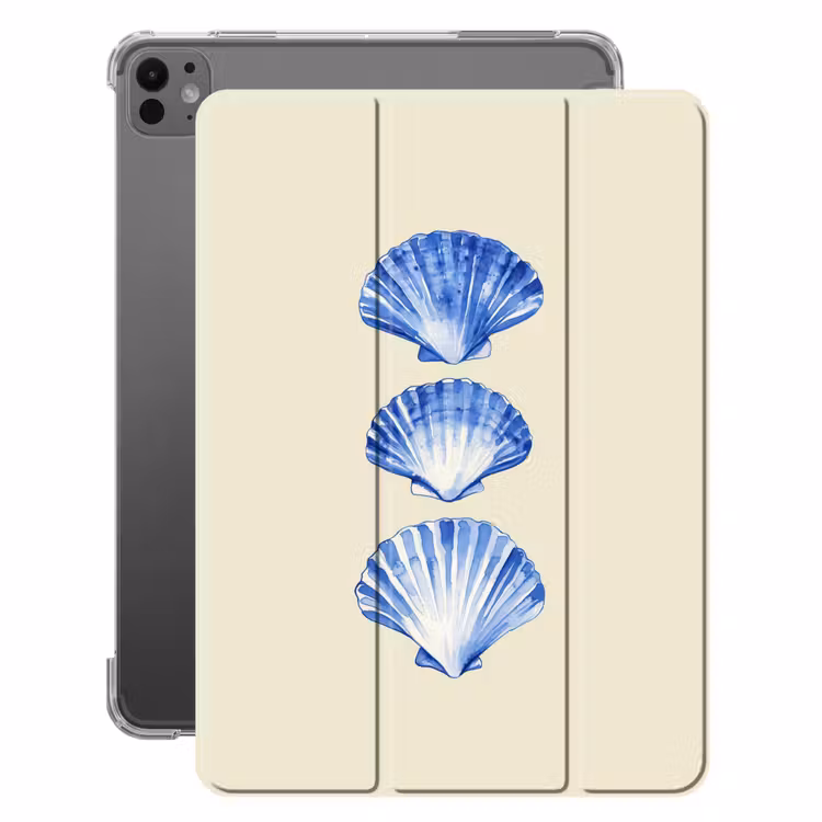 iPad-Hülle - Muscheln - Blau - Beige — 1