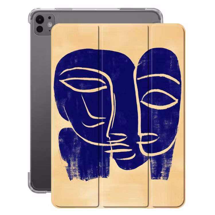 iPad-Hülle - Ockergelb - Blau - Einfache Linien — 1