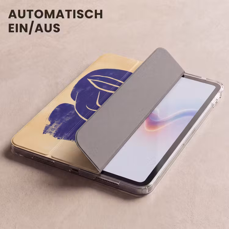 iPad-Hülle - Ockergelb - Blau - Einfache Linien — 5