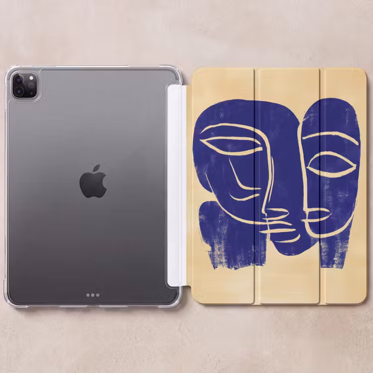 iPad-Hülle - Ockergelb - Blau - Einfache Linien — 6