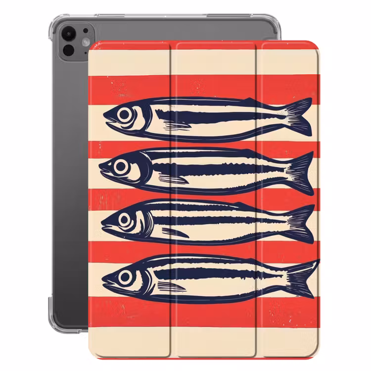 iPad-Hülle - Sardinen - Rot und beige gestreift — 1