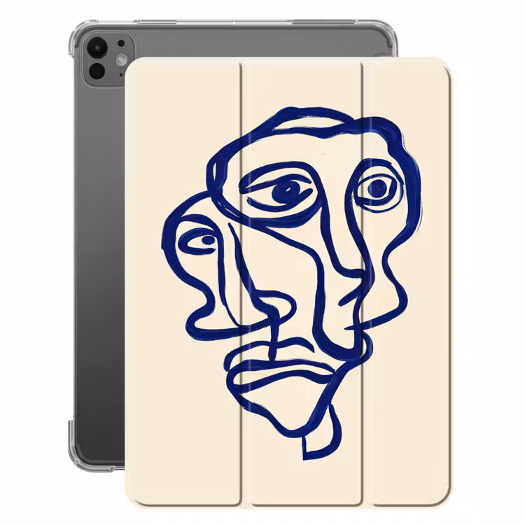 iPad-Hülle - Strichzeichnung - Überlappende Flächen - Dunkelblau — 1