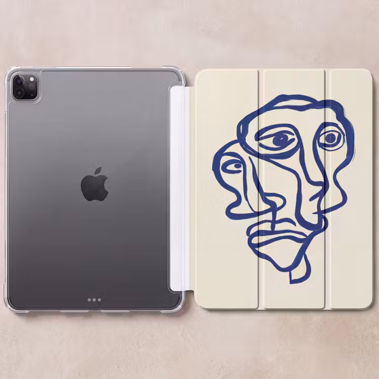 iPad-Hülle - Strichzeichnung - Überlappende Flächen - Dunkelblau — 6