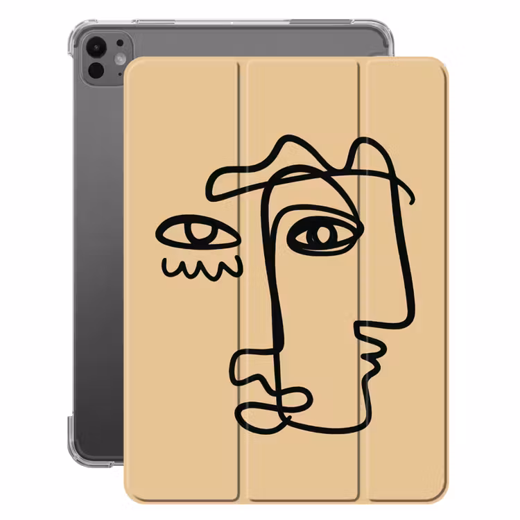 iPad-Hülle - Überlappende Profile - Hellbraun - Schwarz — 1
