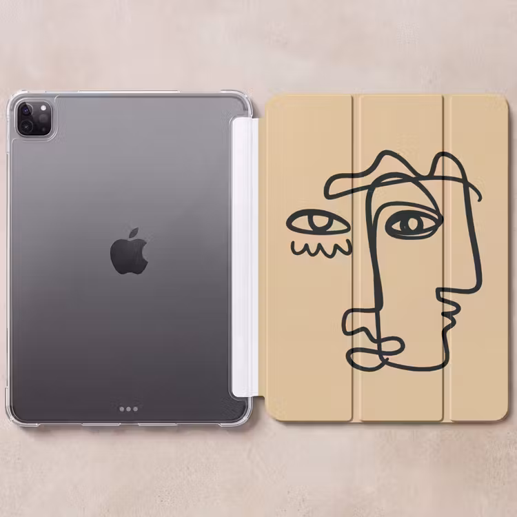 iPad-Hülle - Überlappende Profile - Hellbraun - Schwarz — 6