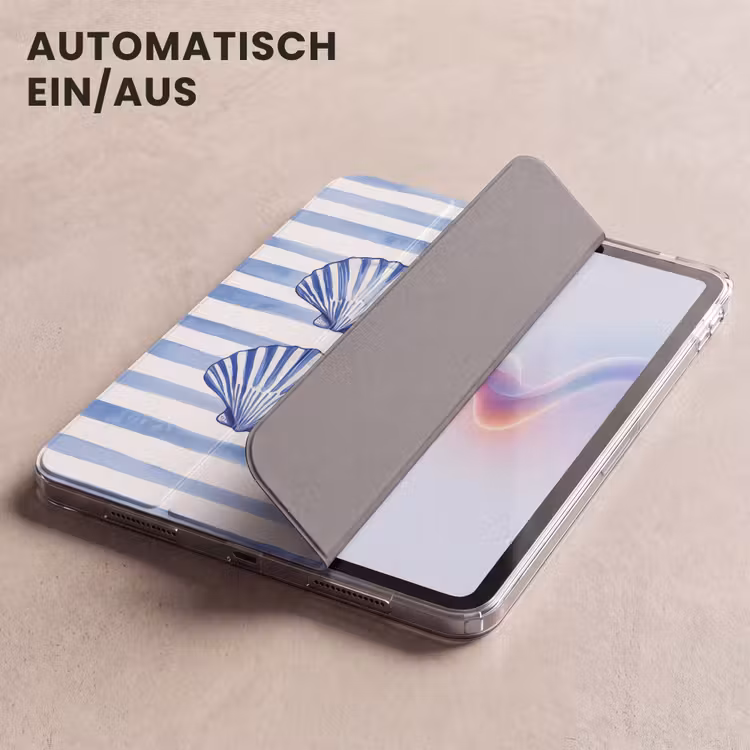 iPad-Hülle - Vier Muscheln - Blau - Weiß - Gestreift — 5