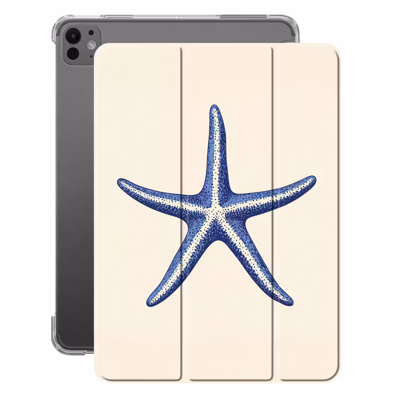 iPad-Hülle - Blauer Seestern - Minimalistisch - Beige — 1