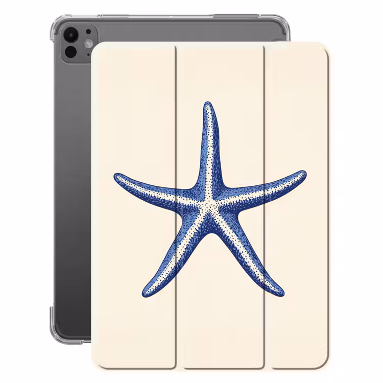 iPad-Hülle - Blauer Seestern - Minimalistisch - Beige — 1