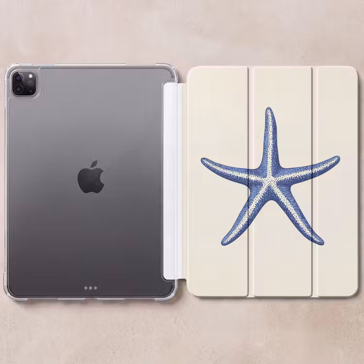 iPad-Hülle - Blauer Seestern - Minimalistisch - Beige — 6