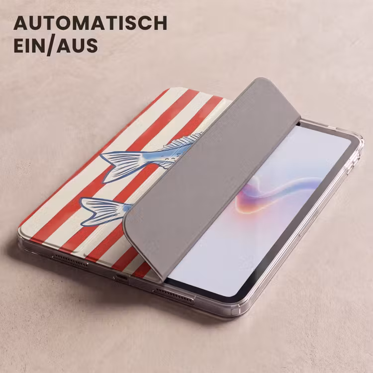 iPad-Hülle - Fisch - Vertikale Streifen - Blau - Rot — 5