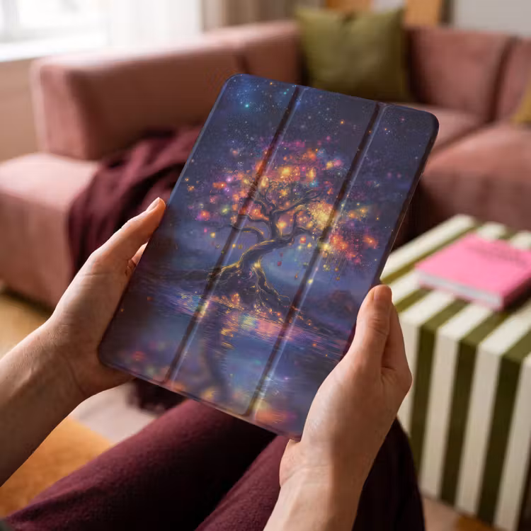 iPad-Hülle - Kosmisch - Lichterbaum - Weihnachten - Farbenfroh — 4