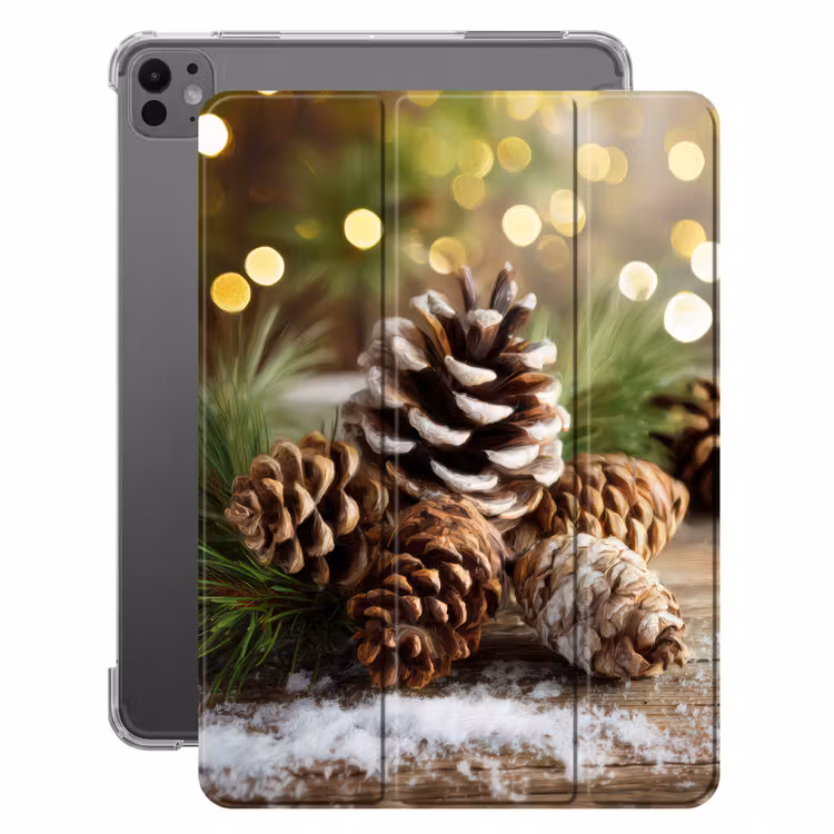 iPad-Hülle - Tannenzapfen - Weihnachtsstimmung - Braun - Grün — 1
