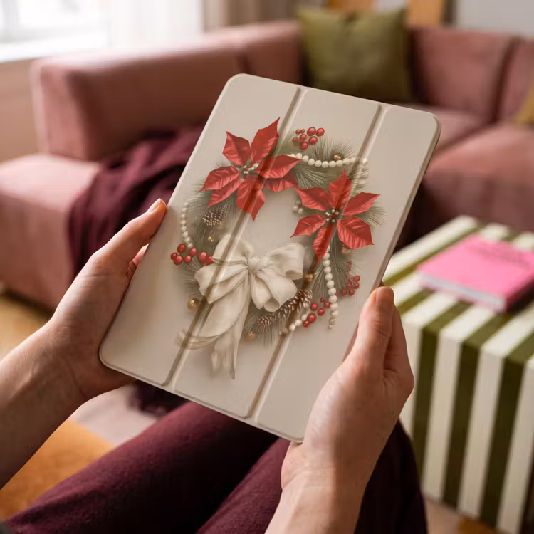 iPad-Hülle - Türkranz - Schleife - Weihnachten - Rot - Grün — 4