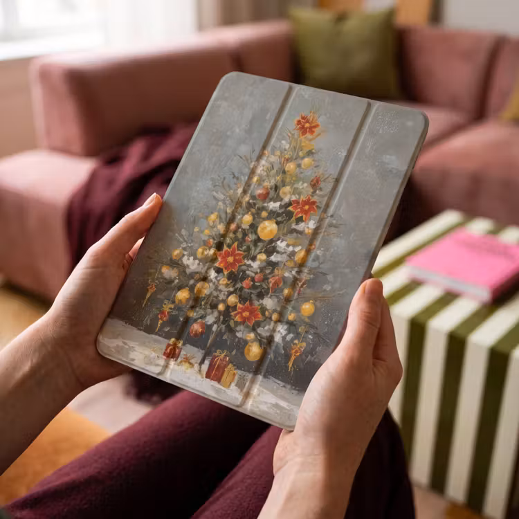iPad-Hülle - Weihnachtsbaum - Geschenke - Rot - Gold — 4