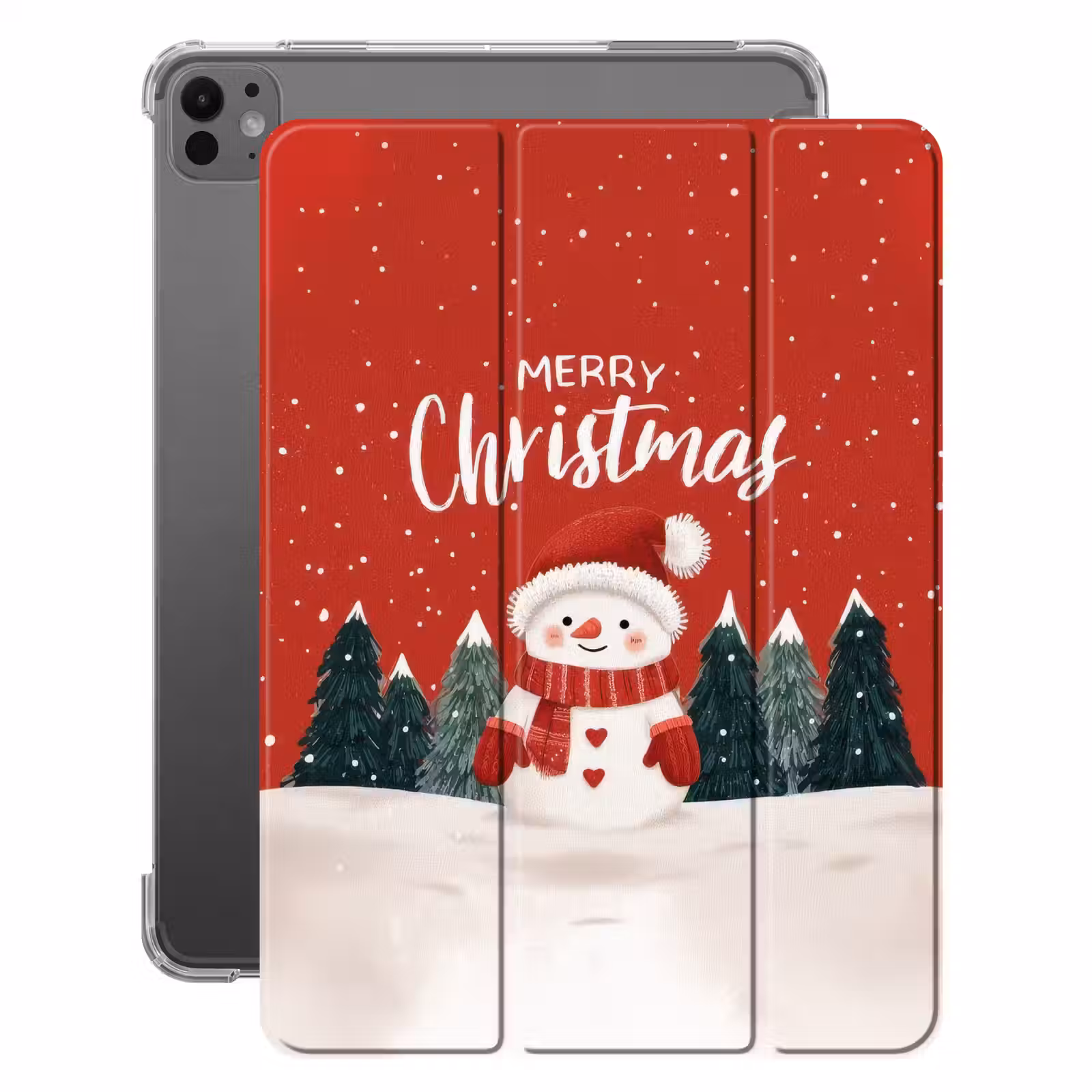 iPad-Hülle - Weihnachtsgruß - Schnee - Rot — 1