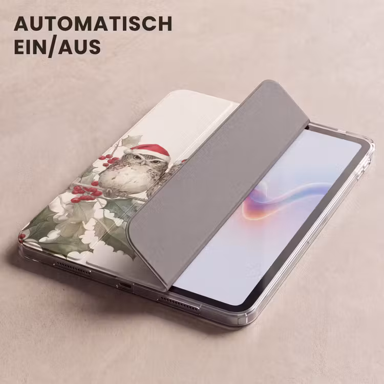 iPad-Hülle - Eulen - Zweig - Stechpalmenblätter - Weihnachtsmannmütze — 5