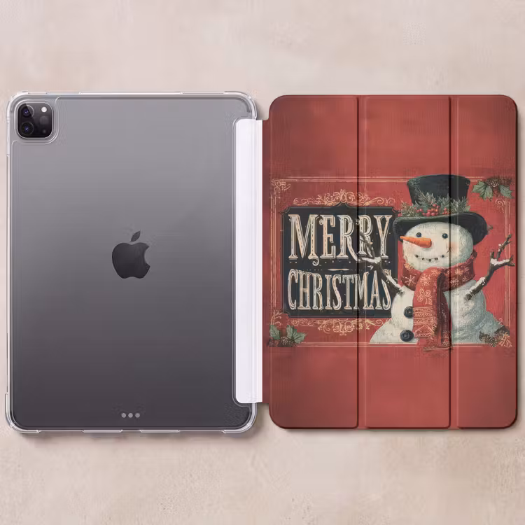 iPad-Hülle - Klassisch - Weihnachtsgruß - Schneemann - Rot — 6