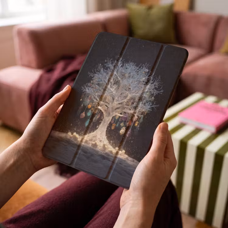 iPad-Hülle - Schneebaum - Lichter - Weiß - Farbenfroh — 4