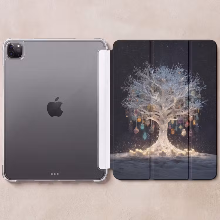 iPad-Hülle - Schneebaum - Lichter - Weiß - Farbenfroh — 6