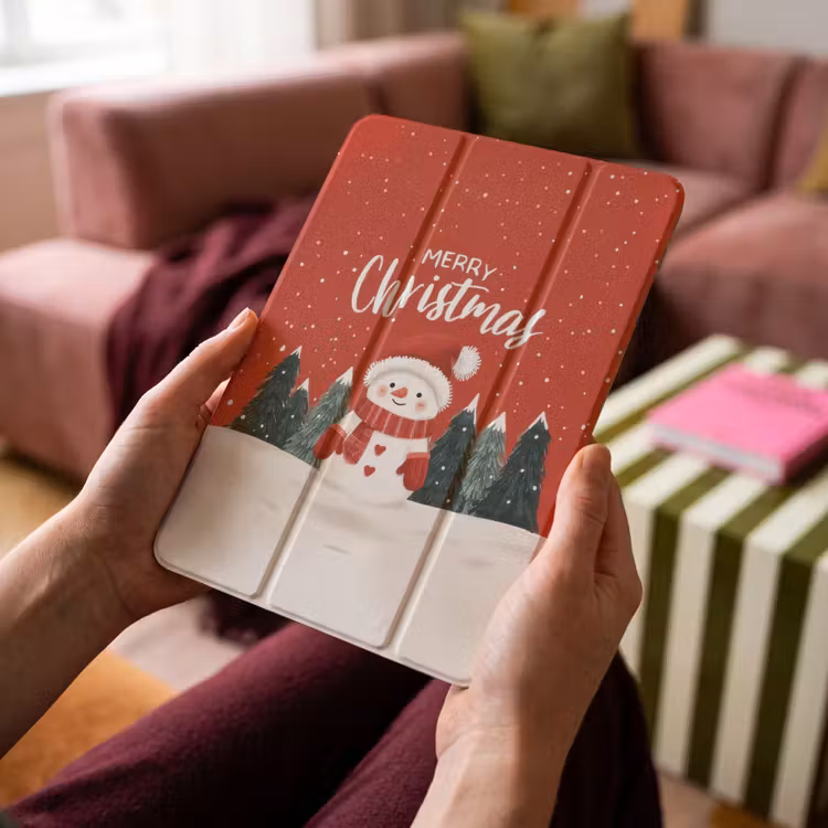 iPad-Hülle - Weihnachtsgruß - Schnee - Rot — 4