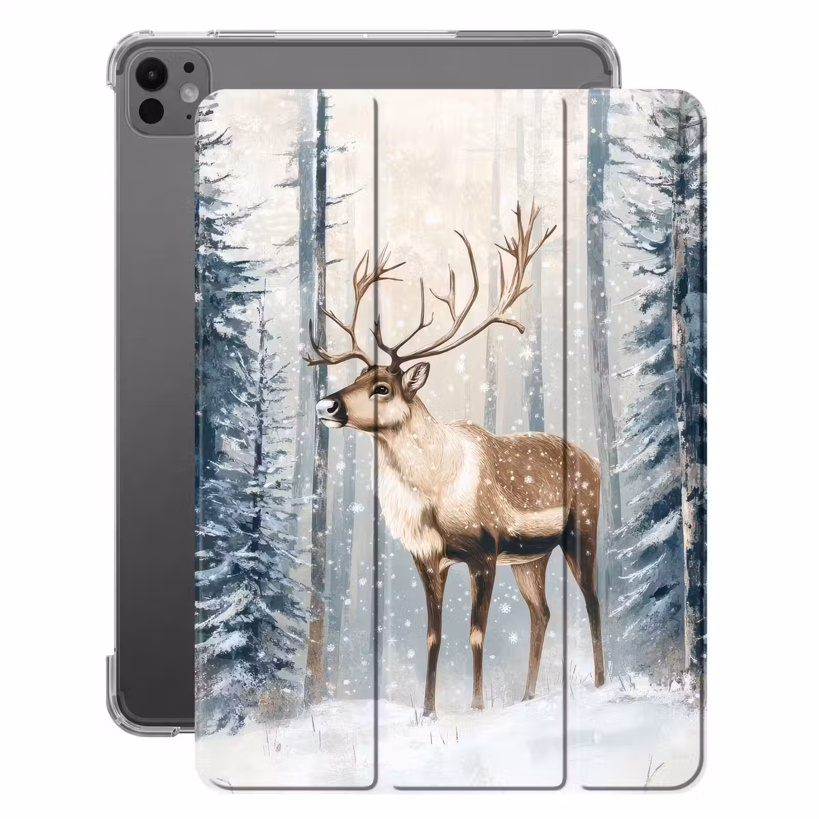 iPad-Hülle - Rentier - Schnee - Wald - Weiß — 1