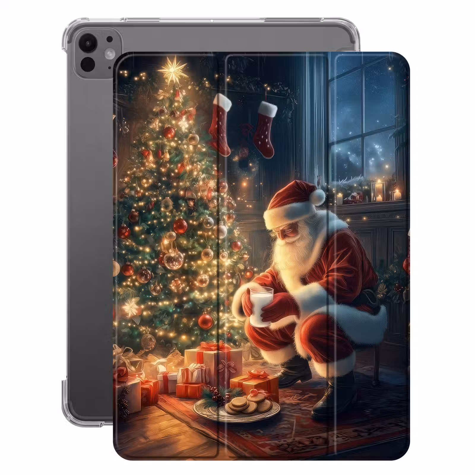iPad-Hülle - Weihnachtsmann - Kamin - Dunkel — 1