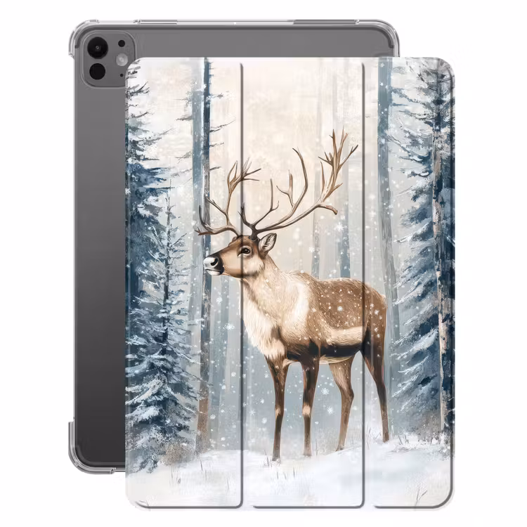 iPad-Hülle - Rentier - Schnee - Wald - Weiß — 1
