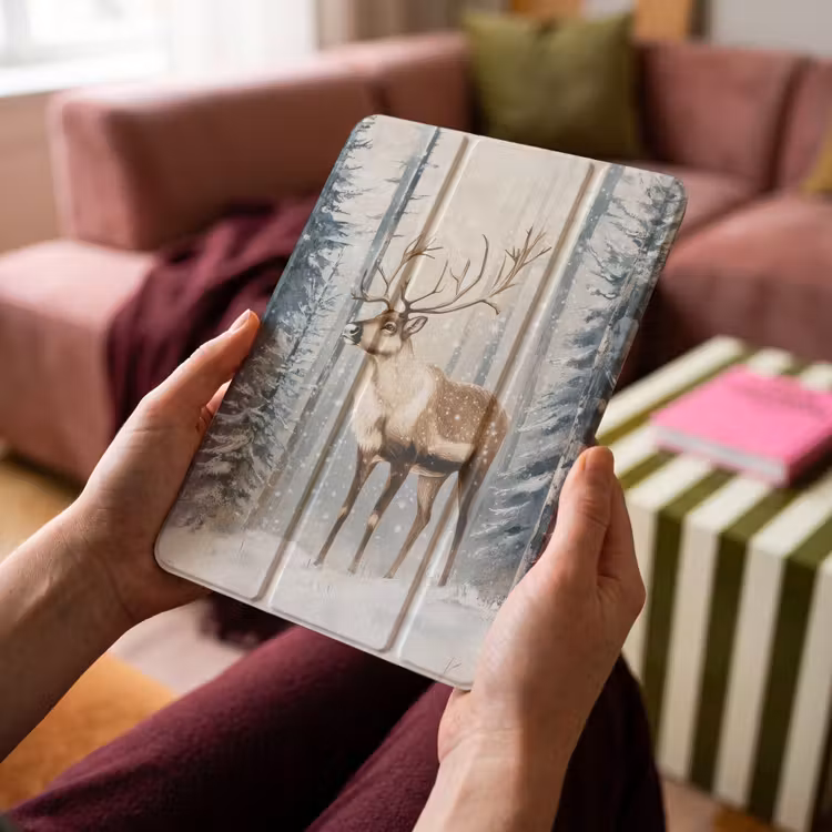 iPad-Hülle - Rentier - Schnee - Wald - Weiß — 4