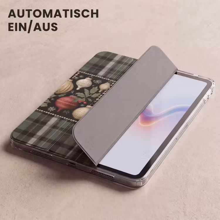 iPad-Hülle - Weihnachtskugeln - Rot - Stechpalmenzweige - Muster — 5