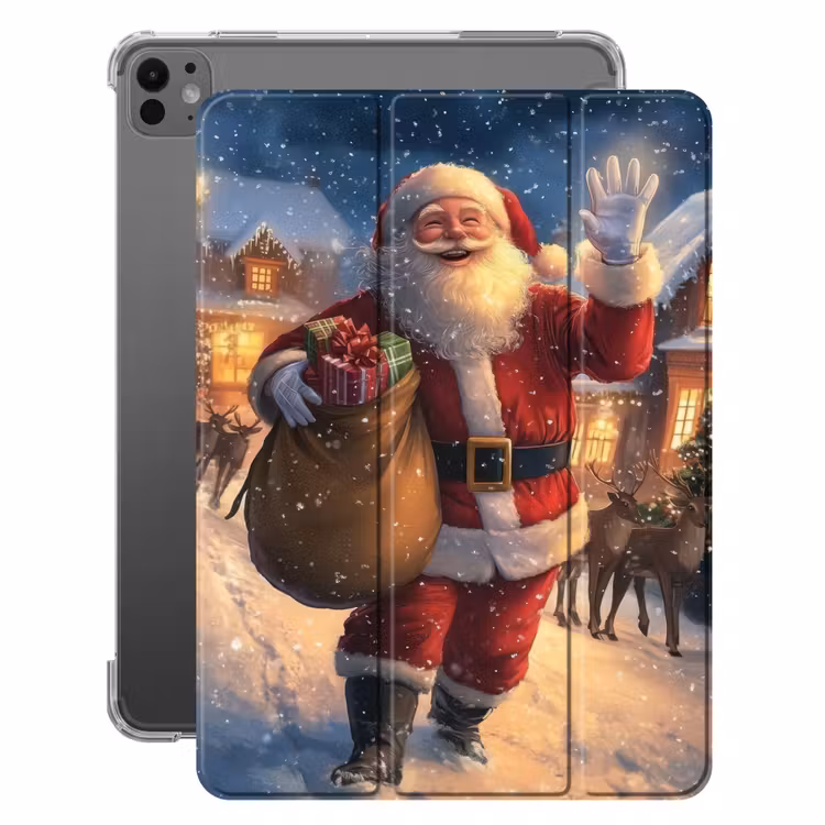 iPad-Hülle - Weihnachtsmann - Dorf - Hirsche - Dunkelheit — 1