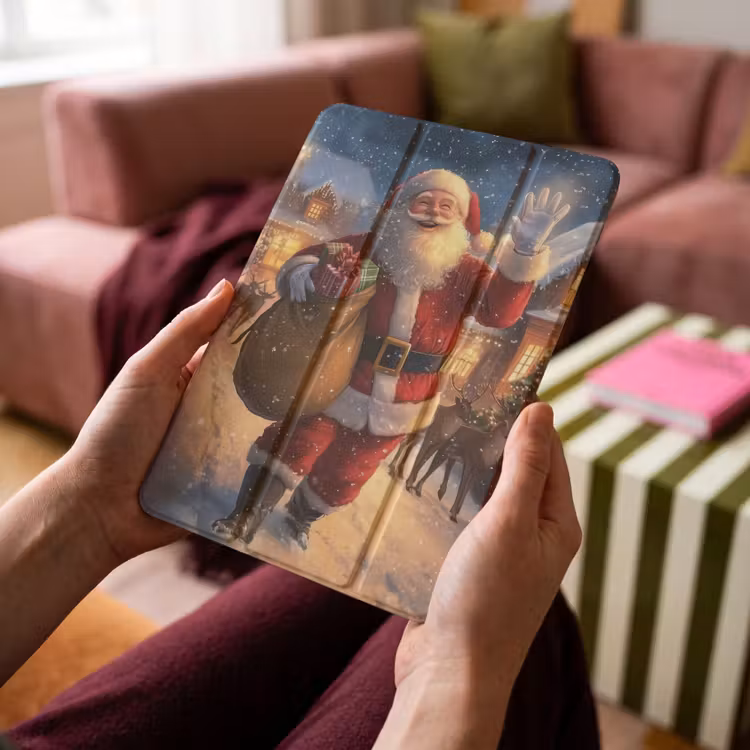 iPad-Hülle - Weihnachtsmann - Dorf - Hirsche - Dunkelheit — 4