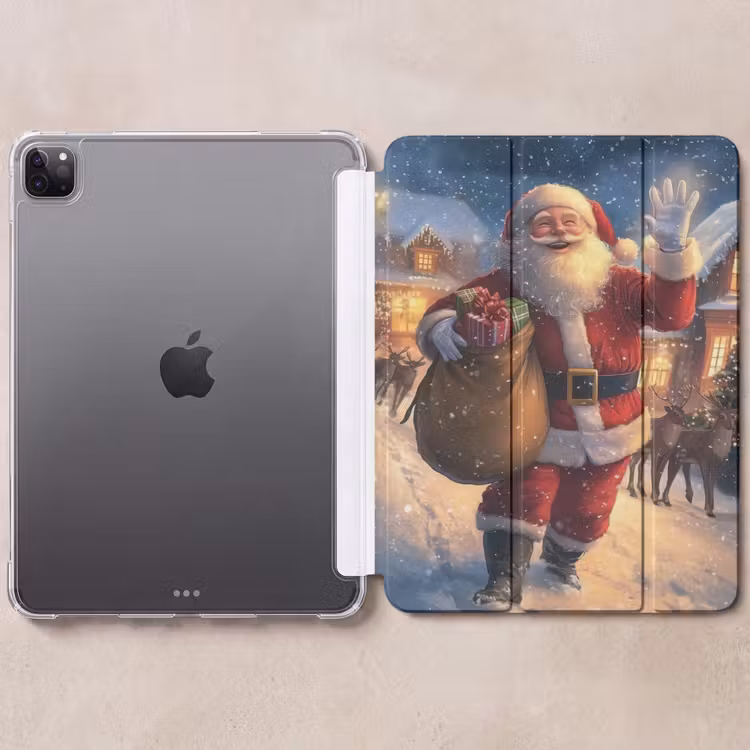 iPad-Hülle - Weihnachtsmann - Dorf - Hirsche - Dunkelheit — 6