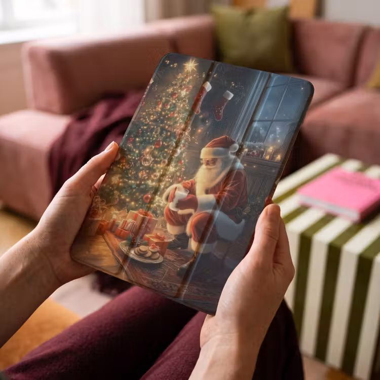 iPad-Hülle - Weihnachtsmann - Kamin - Dunkel — 4