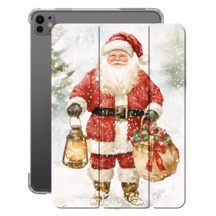 iPad-Hülle - Weihnachtsmann - Winter - Schnee - Weiß - Rot — 1